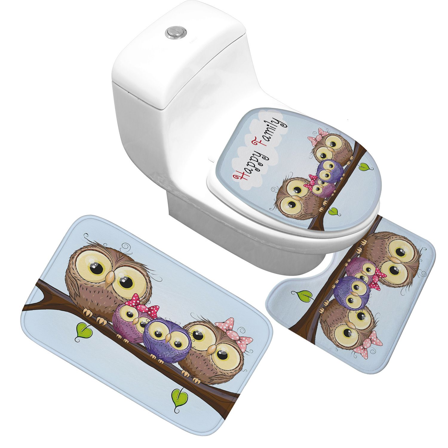 2021 Honlaker Cartoon Owl Bathroom Mat Set Water Absorbing Non Slip Bathroom Rug Toilet Bath Mats Toilet Cover Decoration Sh190919 From Hai07 13 9 Dhgate Com