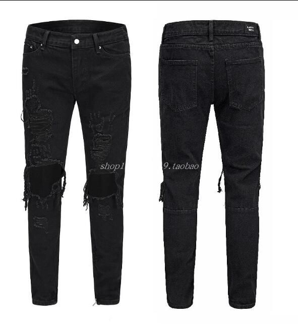 Compra Buena Calidad Pantalones Negros Para Hombres Hip Hop Agujeros De  Roca Pantalones Vaqueros Rotos Biker Slim Fit Pantalones De Mezclilla Jean  Denim Pantalones Barato | Entrega Rápida Y Calidad | Es.Dhgate