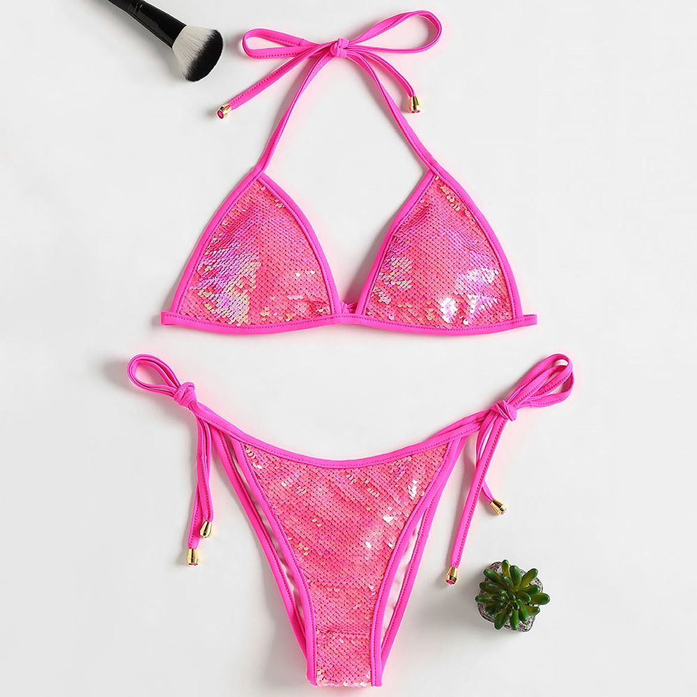 pink sequin bathing suit