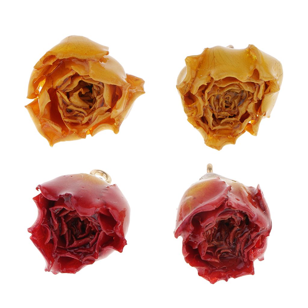 1 Pair Real Resin Dried Rose Flower Charms Pendant Jewelry Making Earring 