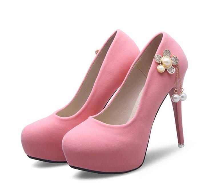 Compre Super Salto Alto 12 Cm Das Mulheres De Salto Alto Rosa Boca Rasa  Camurça Único Sapatos Flor Borla Decoração Sapatos De Casamento Sapatos De  Dama De Honra Barato | Entrega Rápida