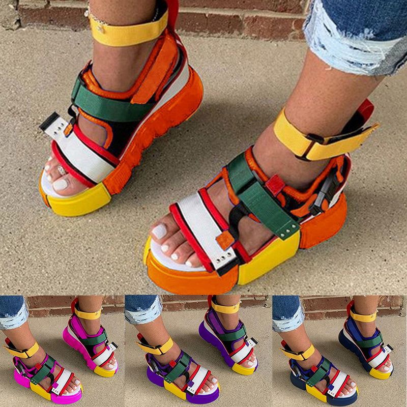 multicolor platform sandals