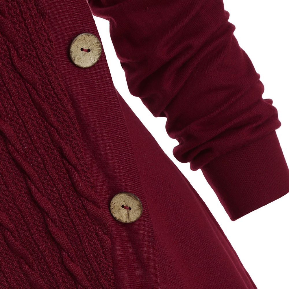 cowl neck mock button cable knit knitwear