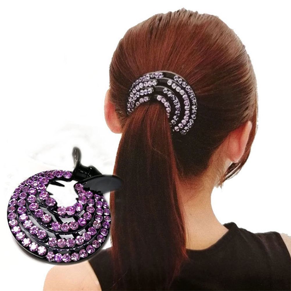 2021 Fashion Crystal Ponytail Holder Rhinestone Hair Crab Donut Bud