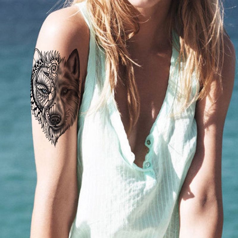 Animal Tattoo Waterproof Temporary Woman Man Body Art Tattoo Sticker Wolf Tiger Lion Leopard Decal Water Transfer Personality Fashion Design Animal Tattoo Waterproof Temporary Woman Man Body Art Tattoo Sticker Wolf Tiger Lion Leopard Decal Water Transfer Personality Fashion Design