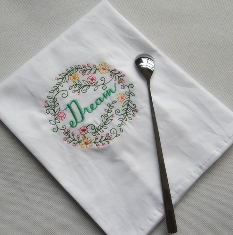 Embroidered Napkins Letter Cotton Tea Towels Absorbent Table Napkins