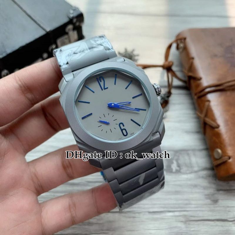 NUEVO Estuche Finissimo de titanio 102945 Reloj automático para hombres gris Marcadores y