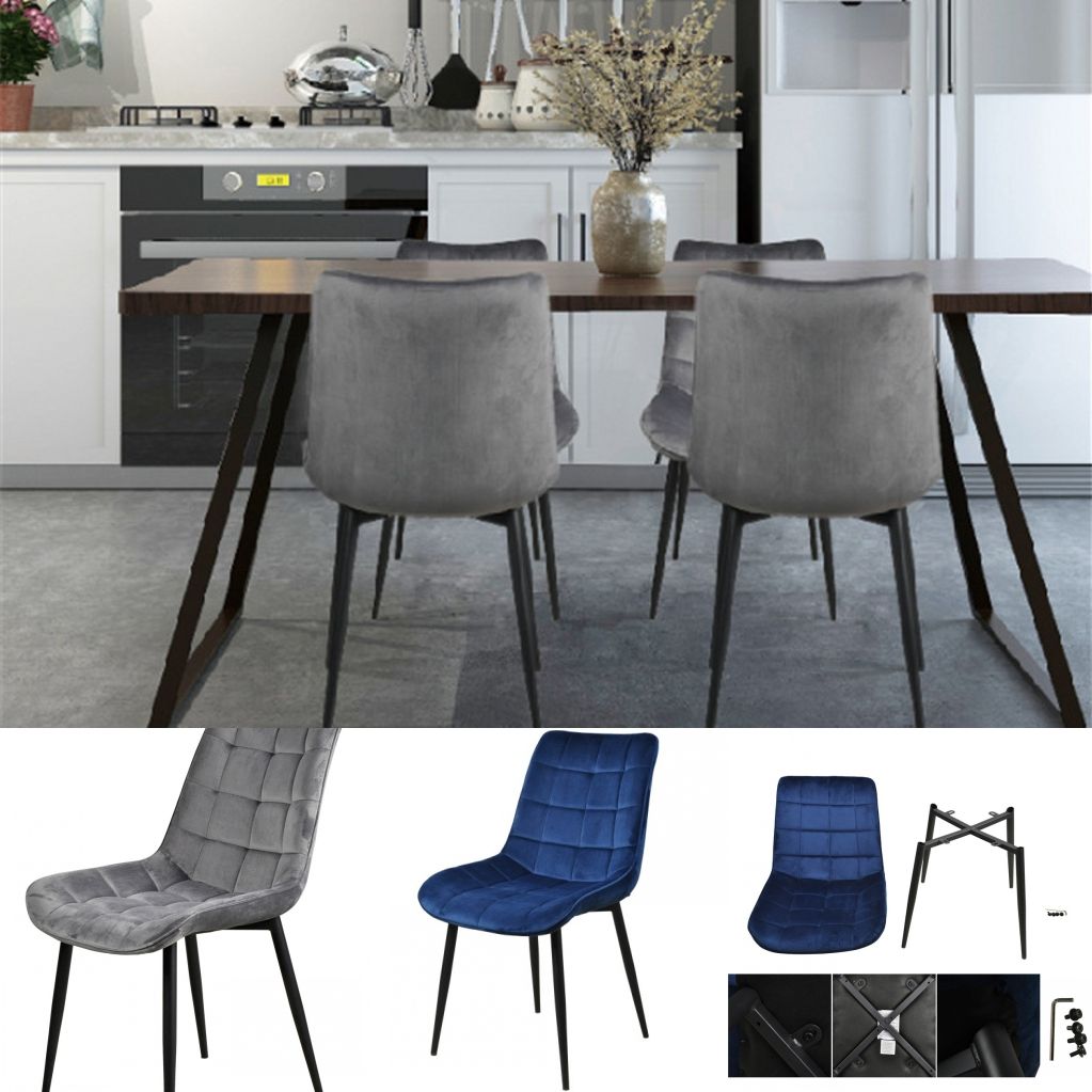 Tejido de terciopelo sillas de comedor con Metal Leg Living Sala Comedor oscuro 3 Colores 