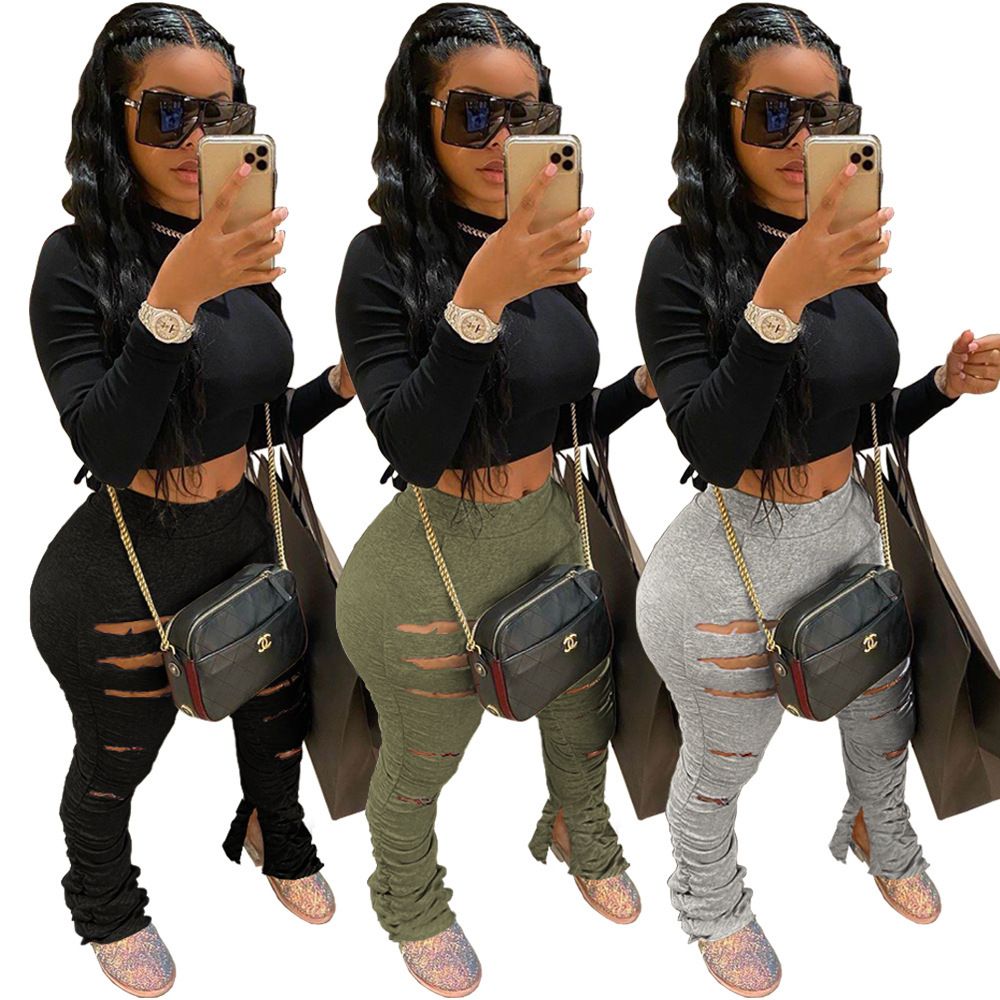 ripped stacked jeans