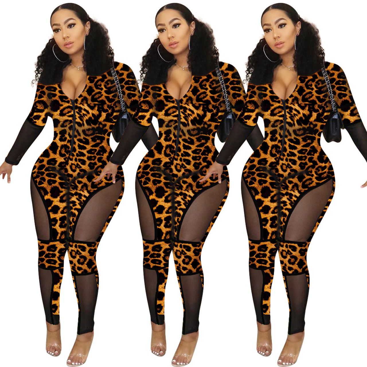 tight leopard print jumpsuit