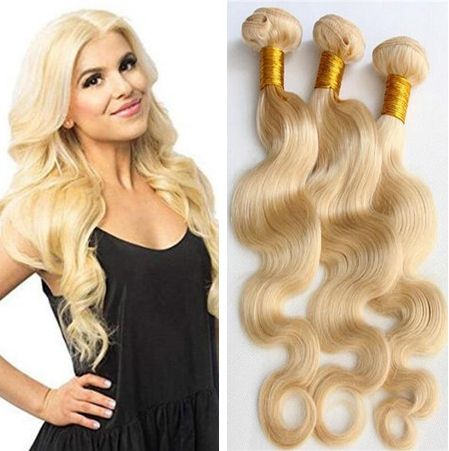 Virgin Brazilian Bundles Blonde Hair Weaves Weft 613 Bleach Blonde