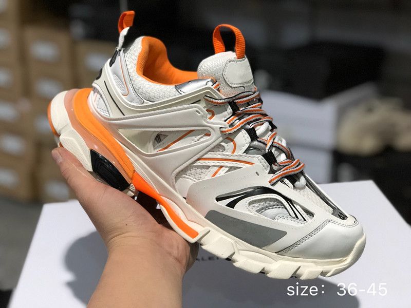 Balenciaga Low Top Orange X Gray Track Trainer Sneakers