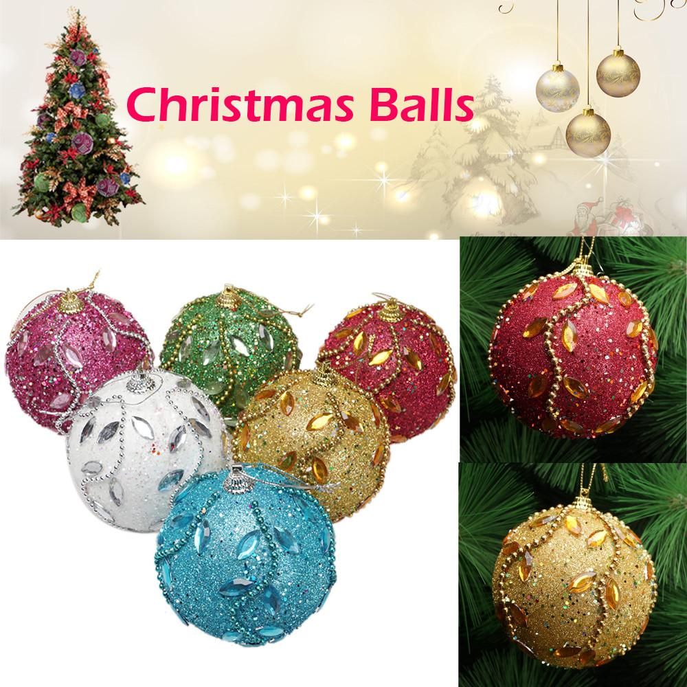 Christmas Tree Decor Glitter Ball Baubles Hanging Home Ornament Celebrations