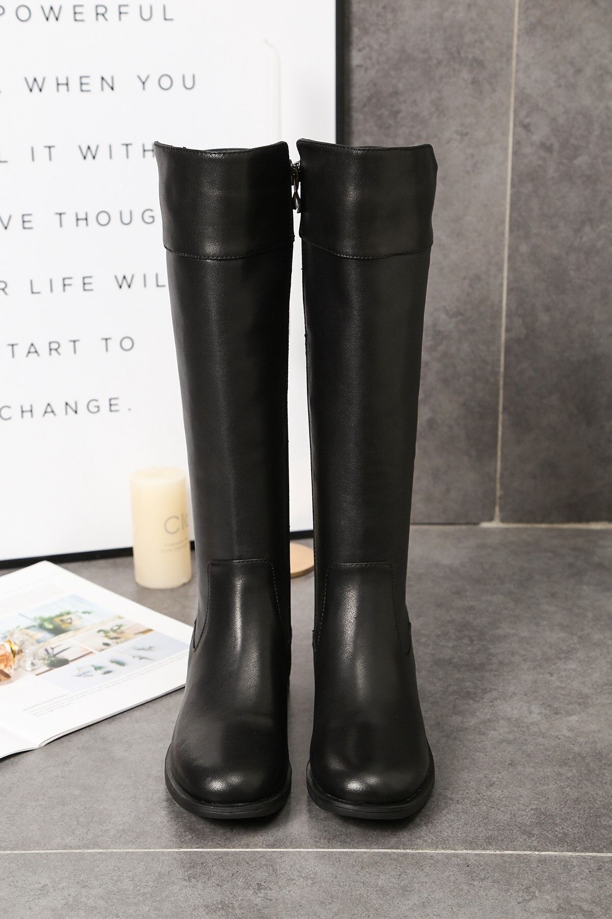 cloth knee high boots