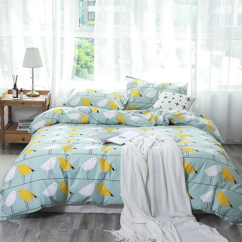 Lovely Birds 3 Reactive Printed Fashion Duvet Cover Flat Sheet