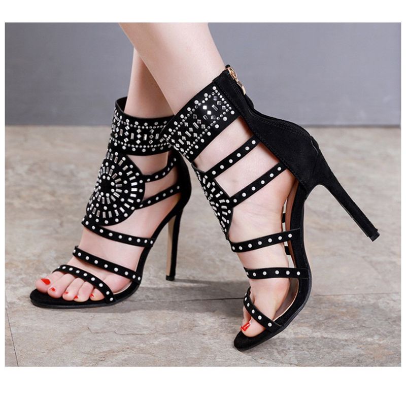 very strappy heels