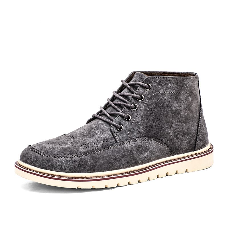 Botines para Invierno de piel de ante con peluche corto Moda Martin Botas con cordones