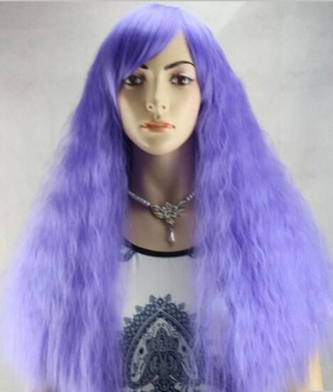 Free Ship Ping New Sexy Ladies Medium Long Dark Purple Curcly