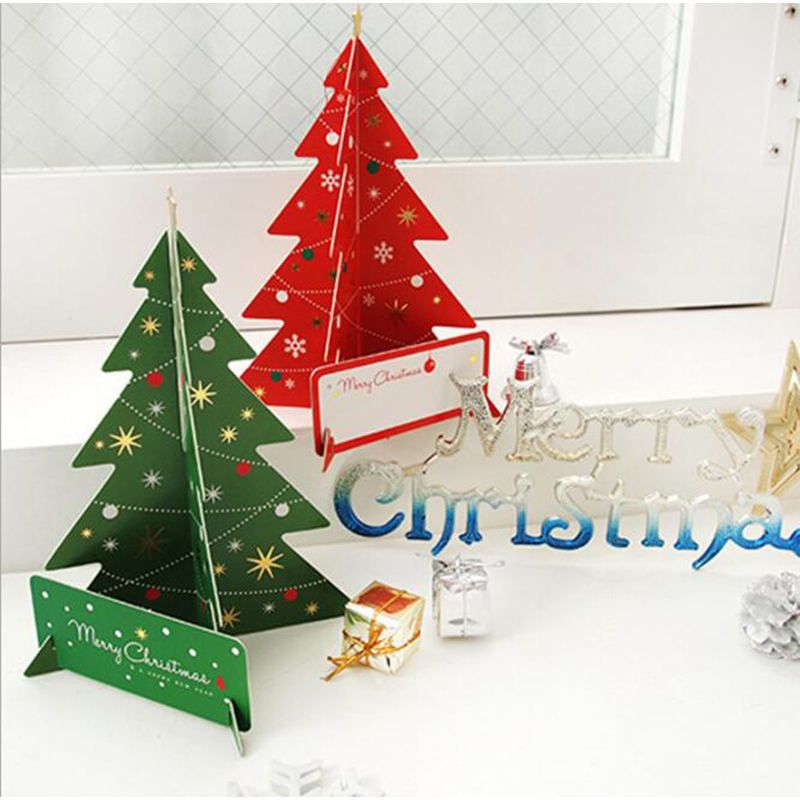 Biglietto Di Natale 3d.Acquista Merry Christmas Decorations Cards Biglietto Di Auguri Di Forma Albero Di Natale 3d Biglietto Di Auguri Del Nuovo Partito Di Natale Rosso Verde Fai Da Te A 0 69 Dal Esw Home2