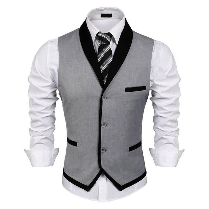 Compra Chalecos De Novio Gris Claro Chaleco De Traje De Negocios Por  Encargo Chal De Solapa Chaleco Para Hombre Chaleco De Padrino De Boda De  Moda Italiana Para Boda Barato | Entrega