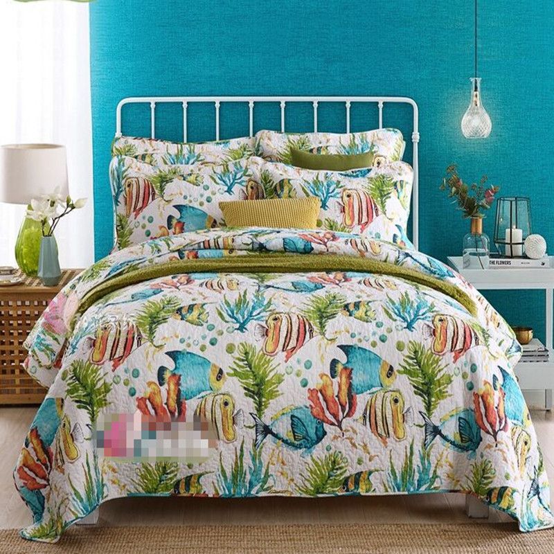 Cotton American Marine Style Ocean Tropical Sea Fish Patchwork