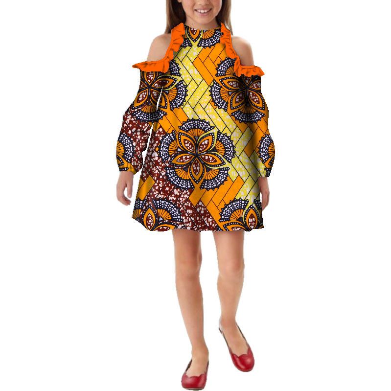 Nueva moda África Ropa infantil Dashiki Vestidos para lindas Bazin Ruffles Niños africanos ropa tradicional
