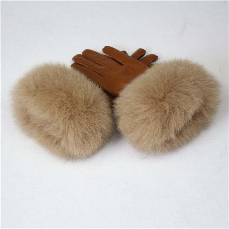 fox fur mittens