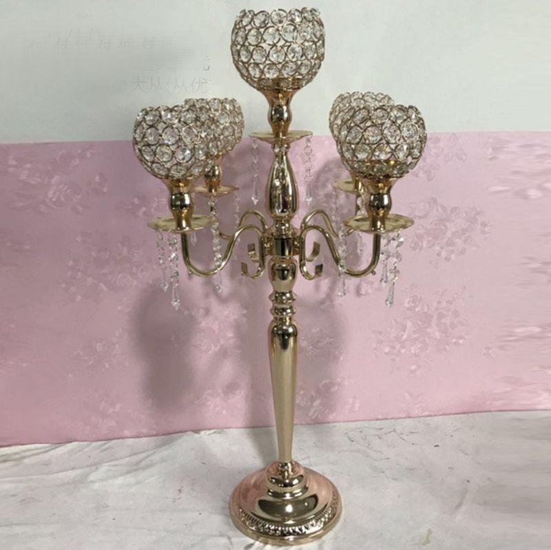 Home Décor 5 Arm Silver Candelabra Candle Holders Wedding Centerpieces