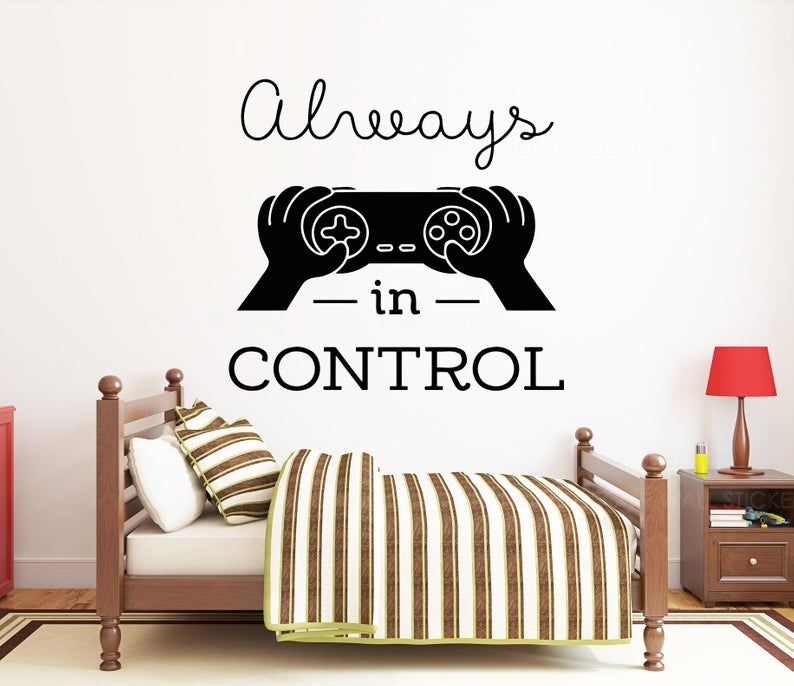 Aways In Control Quotes Game Video Games Wall Sticker Controller Vinyl Home Decor Boys Room Playroom Teens Bedroom Decals Wall Sticks Wall Tattoos