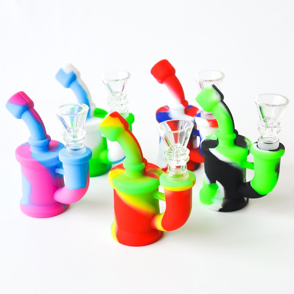 2021 Silicone Bong Mini Silicone Oil Rig Water Pipes 3.5inch Bubbler
