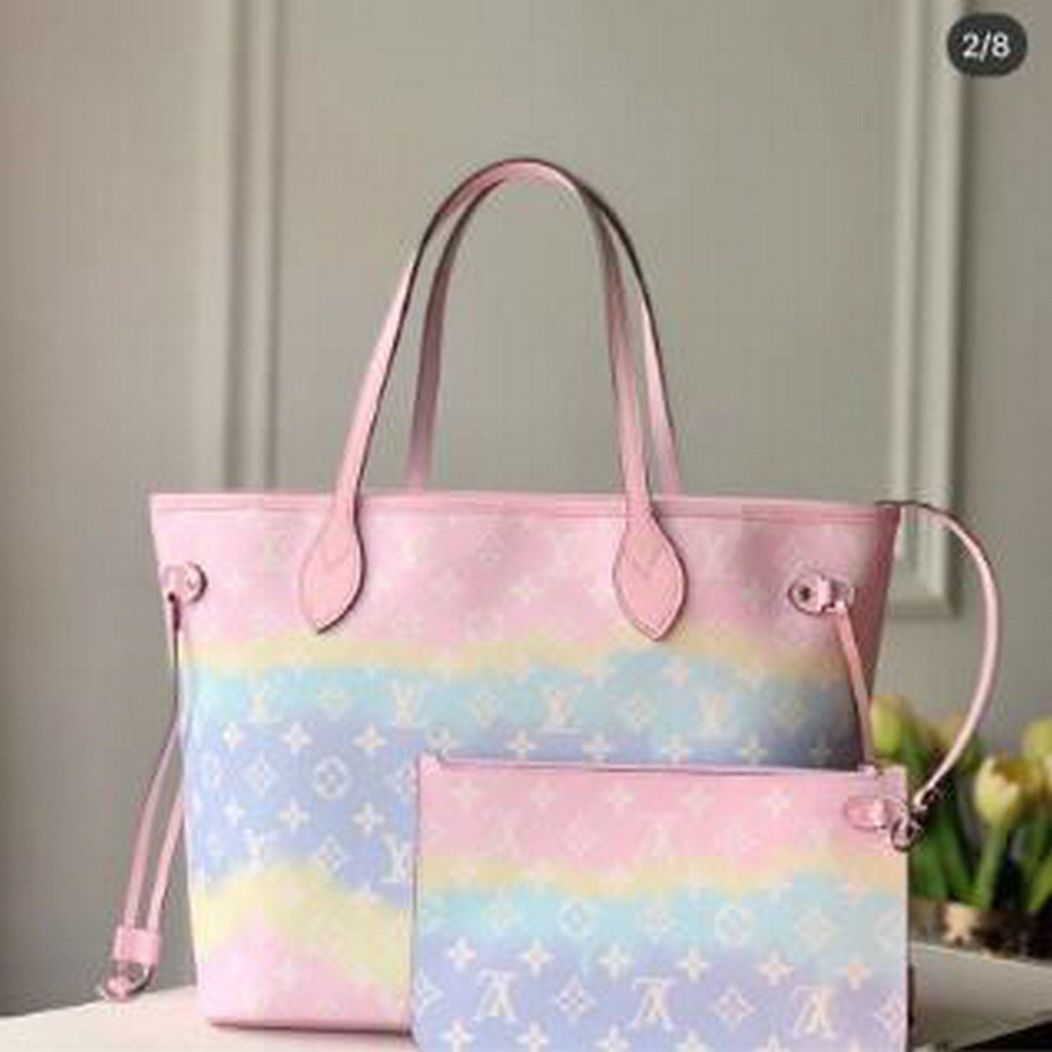 018 LV LOUIS VUITTON NEVERFULL Handbags New Shopping Bags Women Rainbow Leather Shoulder Bags ...