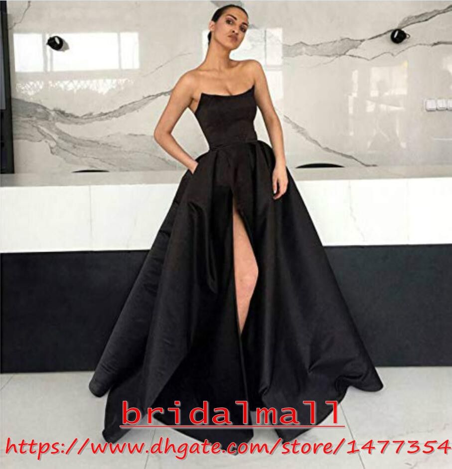 long black satin dress with split