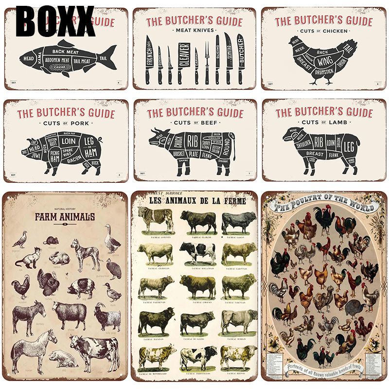 Metal Tin Sign les animaux de la ferme Decor Bar Pub Home Vintage Retro