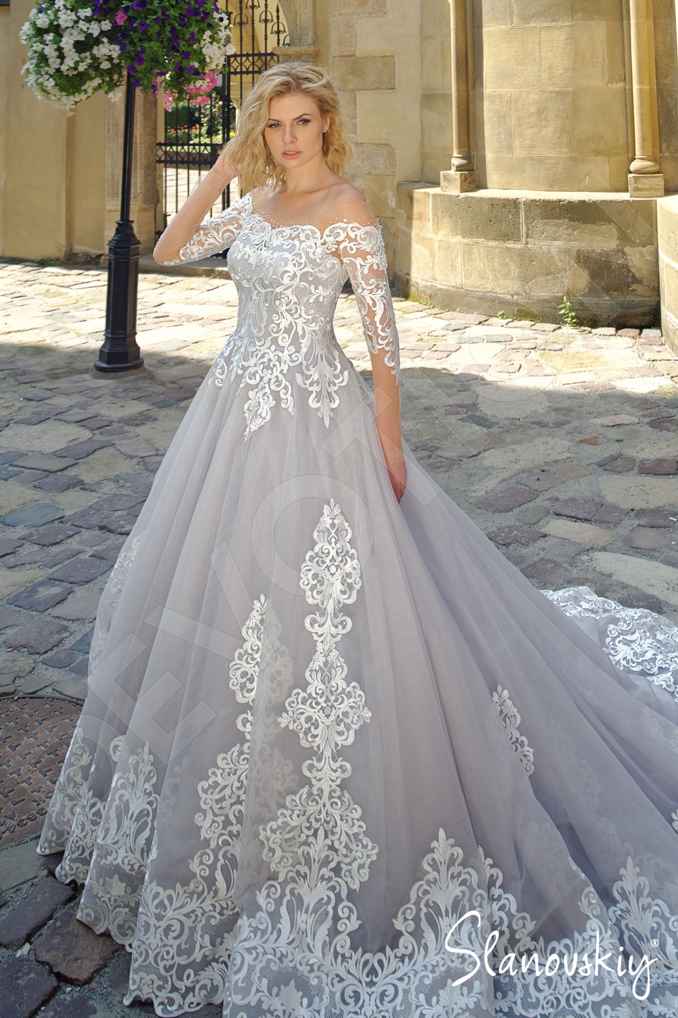 silver color wedding gowns