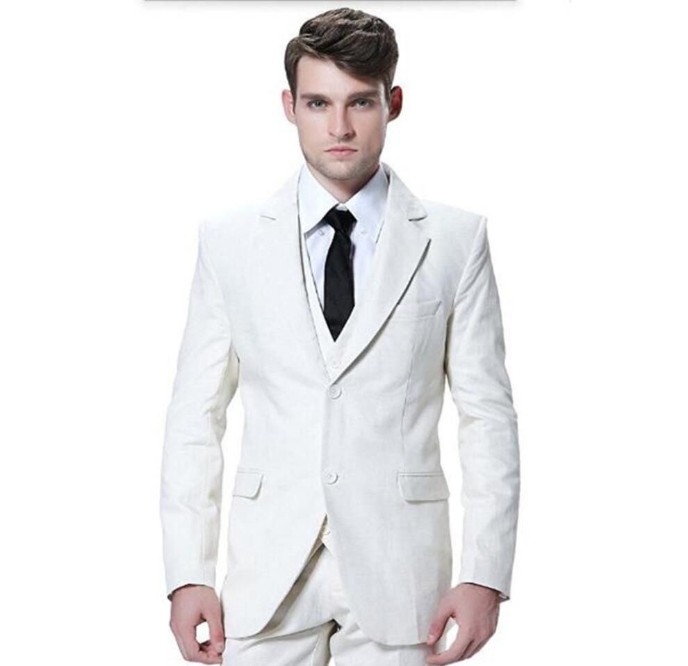 Compre Xly 2019 Trajes A Medida Para Hombre Blanco Novio De La Boda Traje De Esmoquin Moda Guapo Novio Mejor Hombre Blazer Vestido De Fiesta Vestido Chaqueta Chaleco Pantalones A