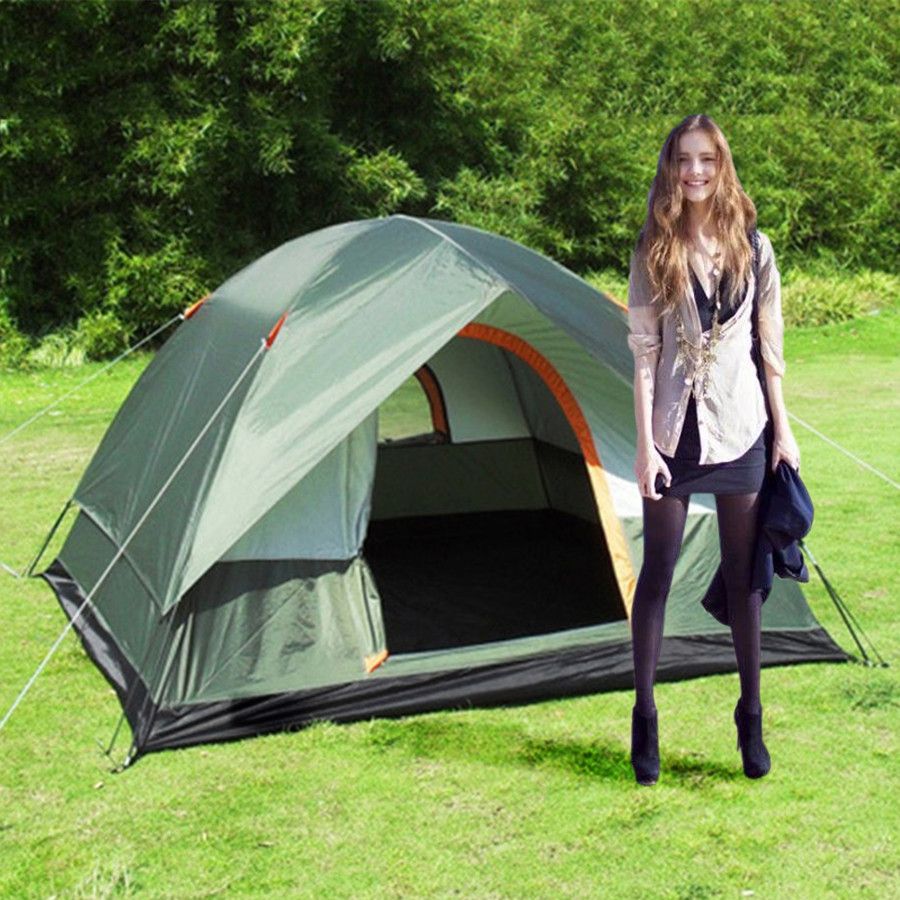 Ветрозащитный открытый кемпинг туризм полиэстер ткань Оксфорд двойные слои палатка портативный 4 человек путешествия восхождение палатка для пляжных путешествий