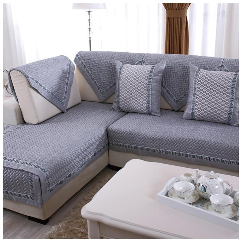 Lychee Solid Color Sofa Cover Flax Pets Cats Recliner Slipcover