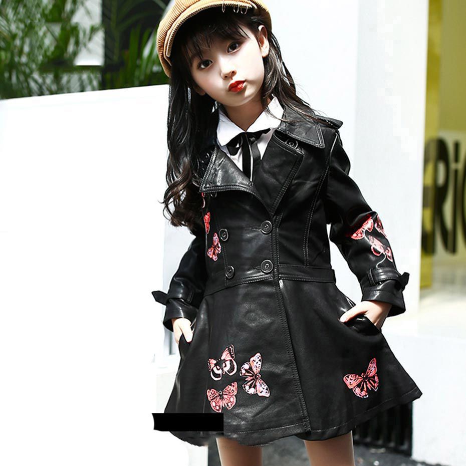 Chaqueta para niñas exterior de cuero niña flor chaqueta para niños abrigo de invierno disfraces