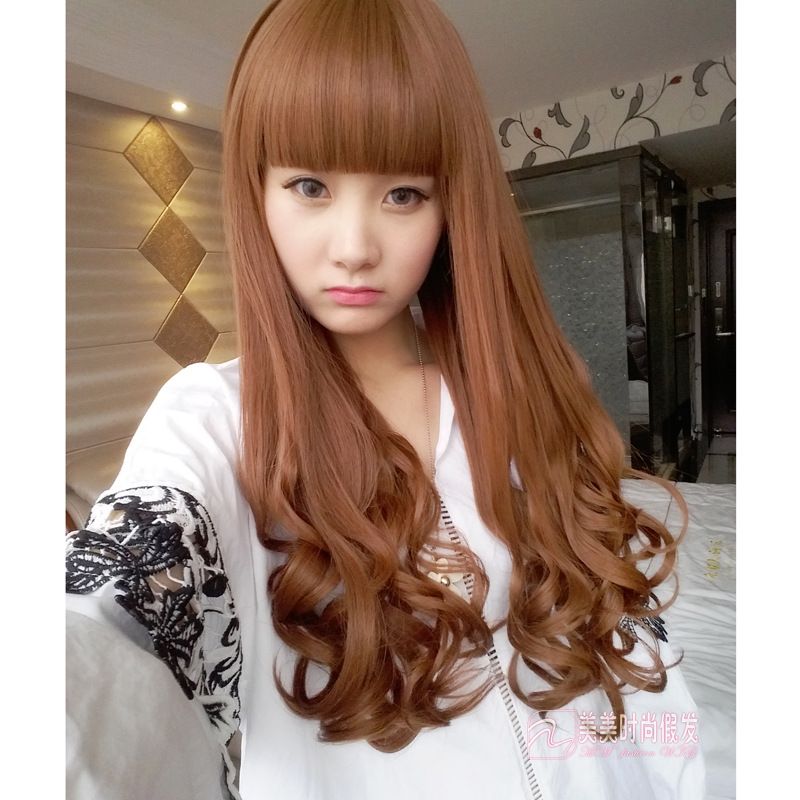 The Wigwig Female Long Curly Hair Big Wave Pear Head Inside Buckle