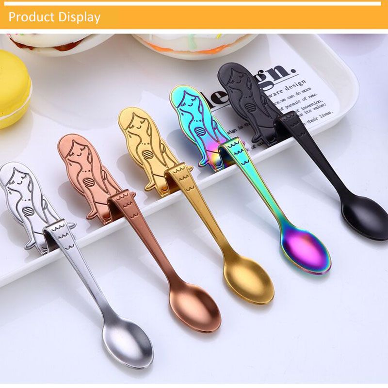 Kitchen Teaspoon Mermaid Tea Coffee Drink Mixing Spoon Tableware Stainless Steel