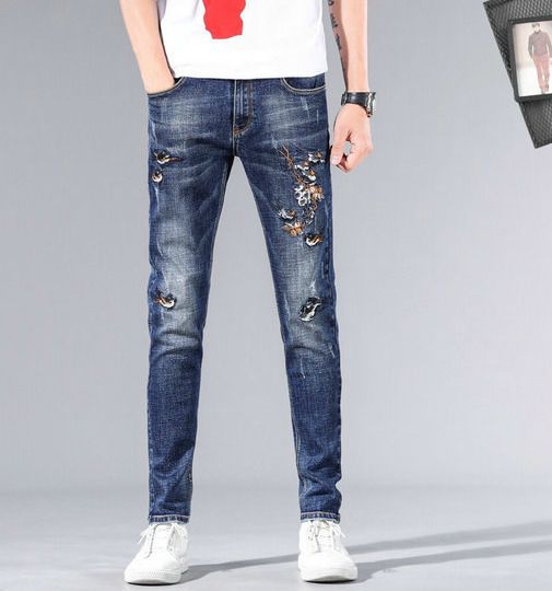 Compra Pantalones Vaqueros De Moda DISEÑADOR Transpirable Para Hombre Hecho  A Mano Trago Pequeño Bordado Para Hombre Pantalones Casuales Salvajes  Cómodos Barato | Entrega Rápida Y Calidad | Es.Dhgate