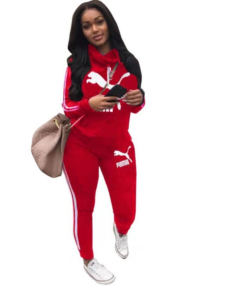 red puma tracksuit womens