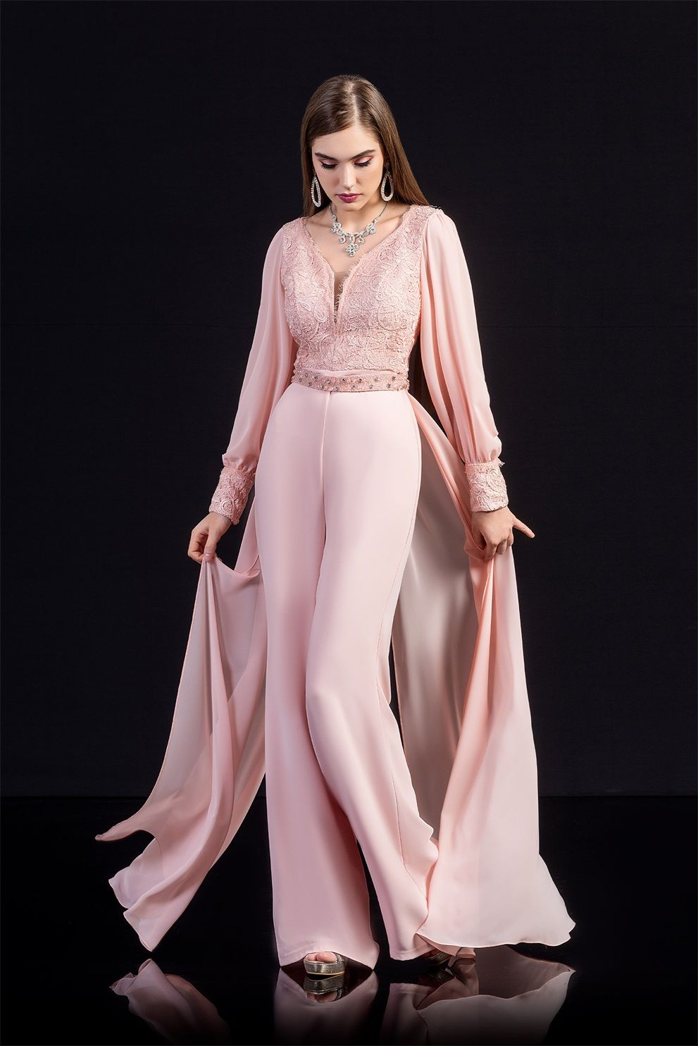 evening jumpsuit long sleeve