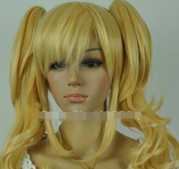 curly blonde wig with bangs