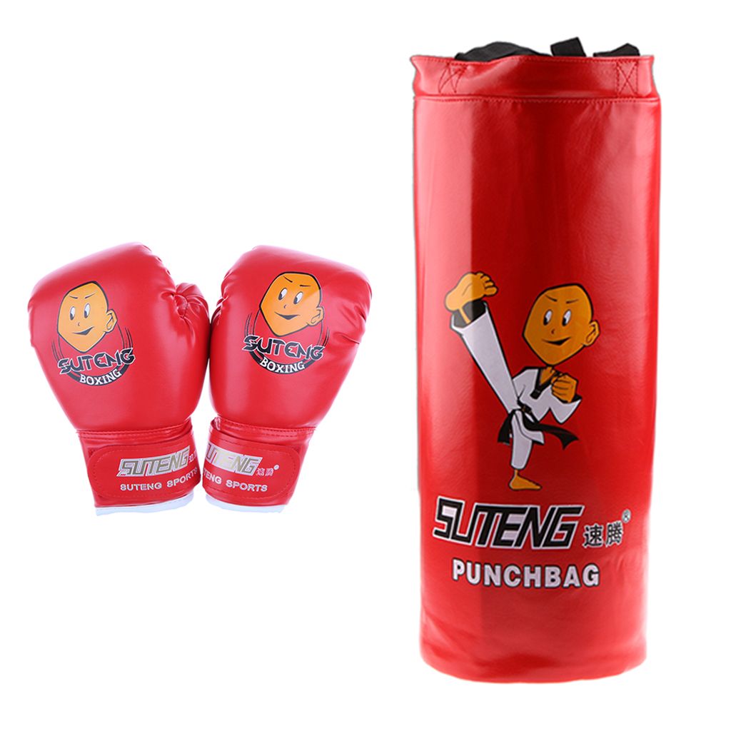 Boxing Punch Bag Gloves Children Kids Sports Punching Training Kickbag Red