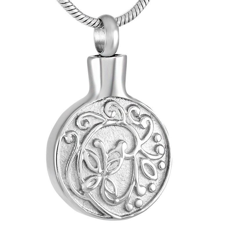Wholesale NEW Z2811 Silver Flower&Round Stainless Steel Cremation