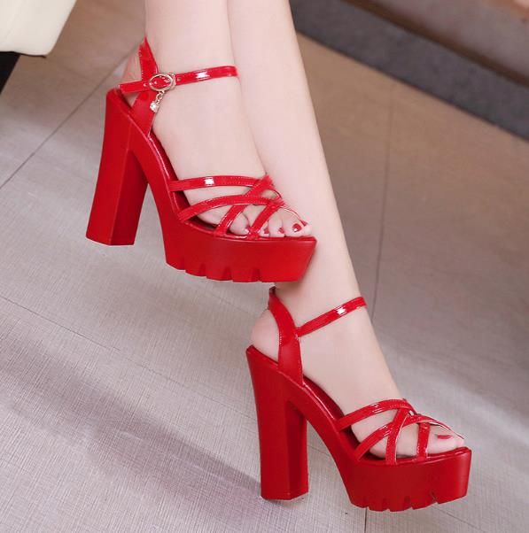 cebra Despertar moco zapatos rojos de la boda pasarela modelo de alta talones talón grueso de la  plataforma impermeable