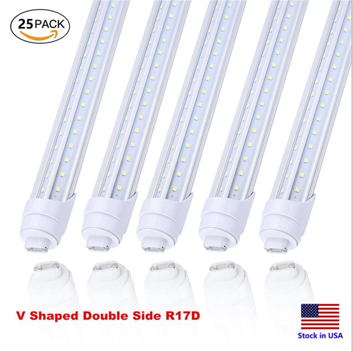 8FT LED T8 Tube Light, 45W 5400lm 6000K, R17D HO Base, Clear White Frosted Cover