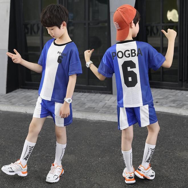 Jongens zomerjurk nieuwe voetbal kleding mode sporten knappe buitenlandse kinderen  kleding kinderen korte mouwen voetbalkleding