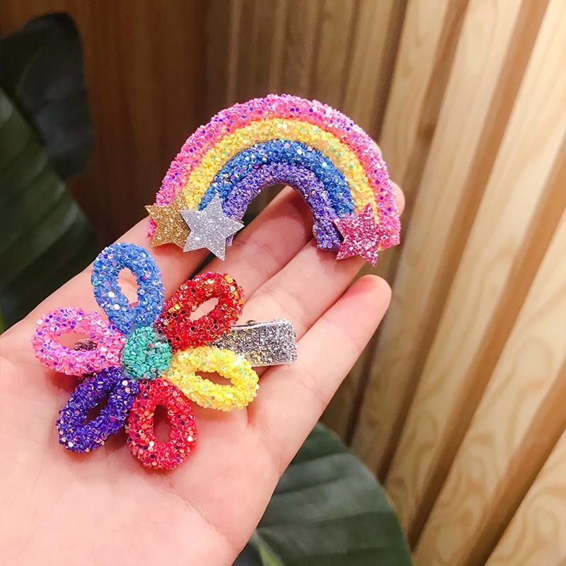 sparkly flower hair clips